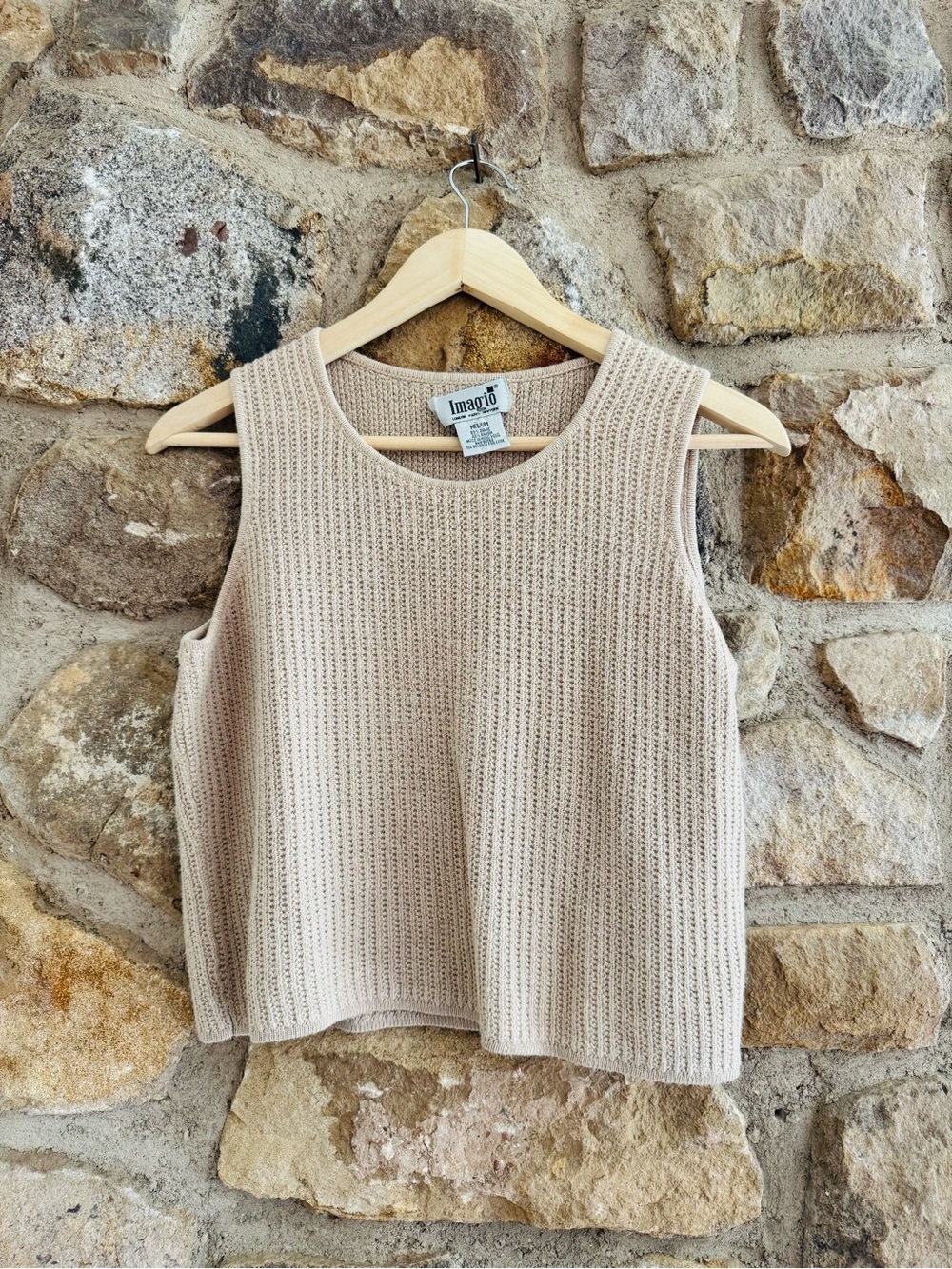 Vintage neutral knit sleeveless blouse women’s medium